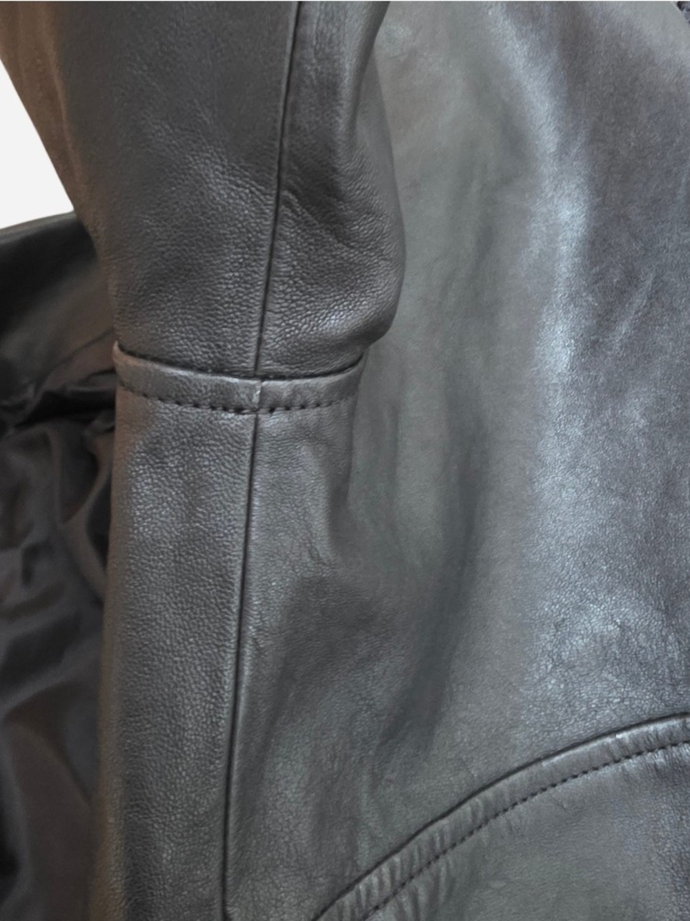 New Maje Besley Black Leather Biker Moto Jacket, Cropped Belted, FR 40/US 8 - Picture 15 of 15